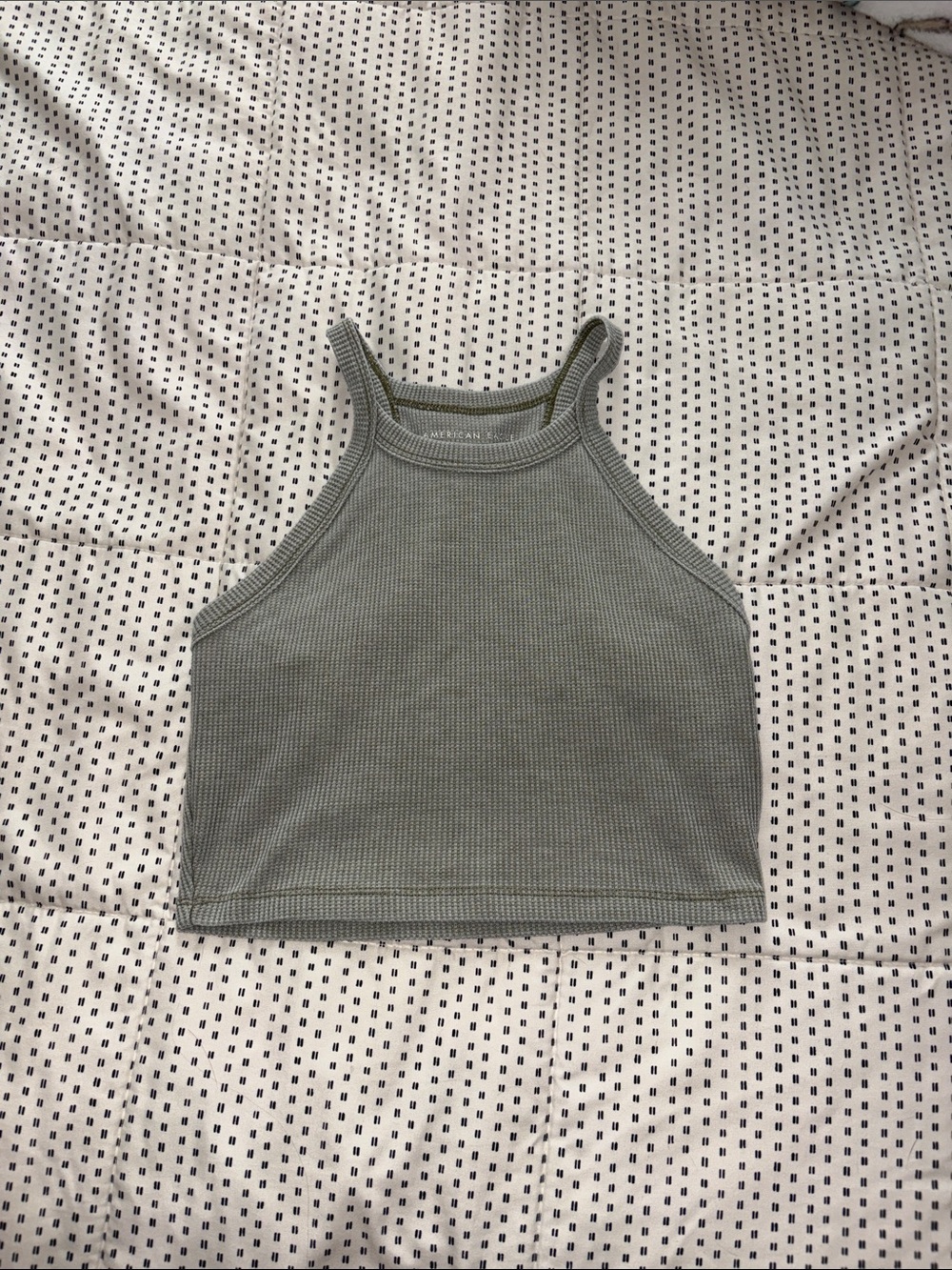 American Eagle Ribbed Halter Crop Top - Sage Green